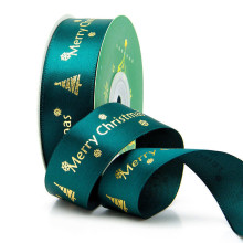 NX275 factory Wholesale red or green Christmas satin ribbon custom LOGO grosgrain gift ribbon